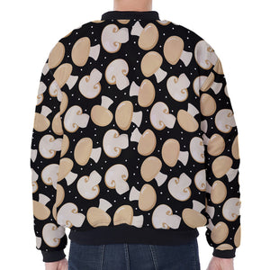 Champignon Mushroom Pattern Print Zip Sleeve Bomber Jacket