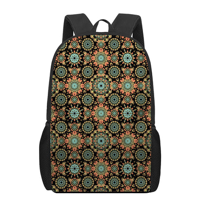 Chaotic Boho Floral Pattern Print 17 Inch Backpack