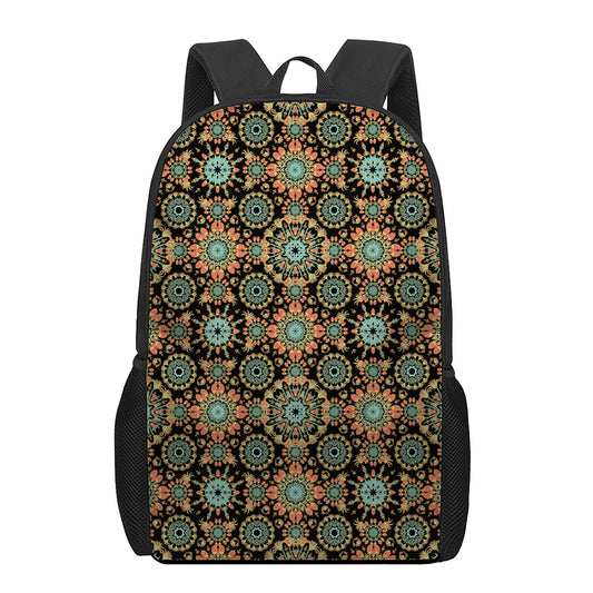 Chaotic Boho Floral Pattern Print 17 Inch Backpack