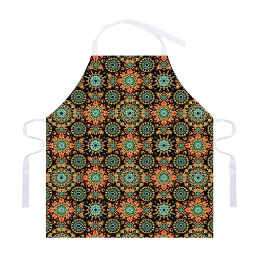 Chaotic Boho Floral Pattern Print Adjustable Apron