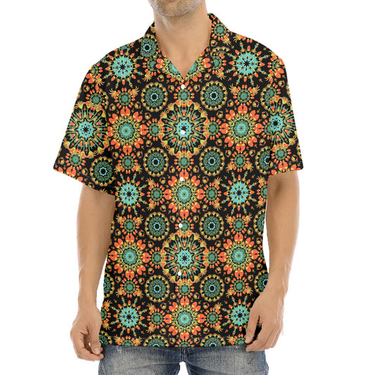 Chaotic Boho Floral Pattern Print Aloha Shirt