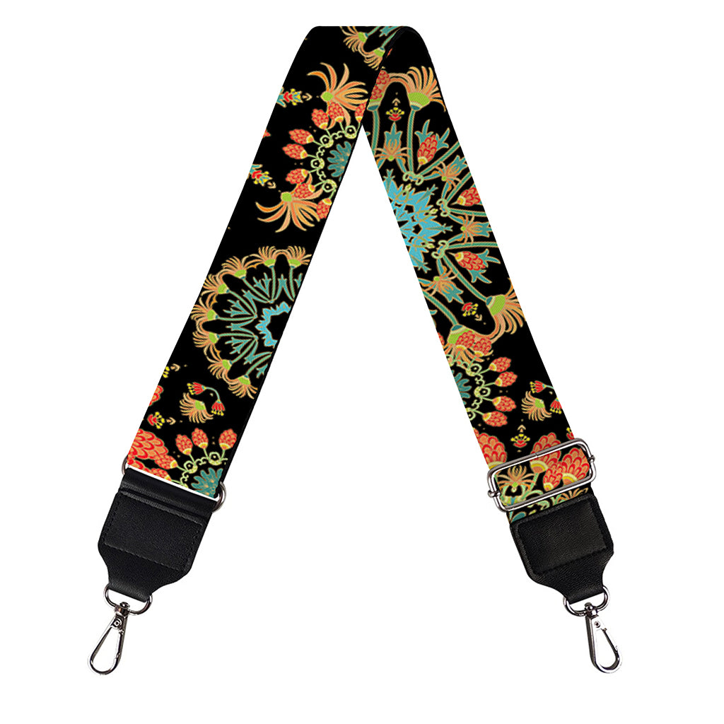 Chaotic Boho Floral Pattern Print Bag Strap