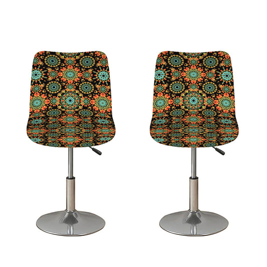 Chaotic Boho Floral Pattern Print Bar Stool Covers