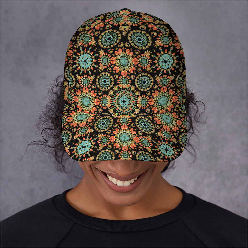 Chaotic Boho Floral Pattern Print Baseball Cap