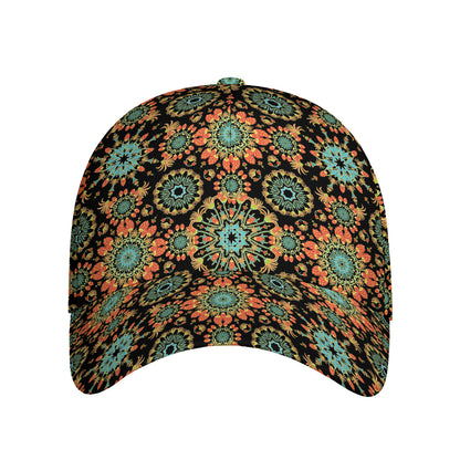 Chaotic Boho Floral Pattern Print Baseball Cap