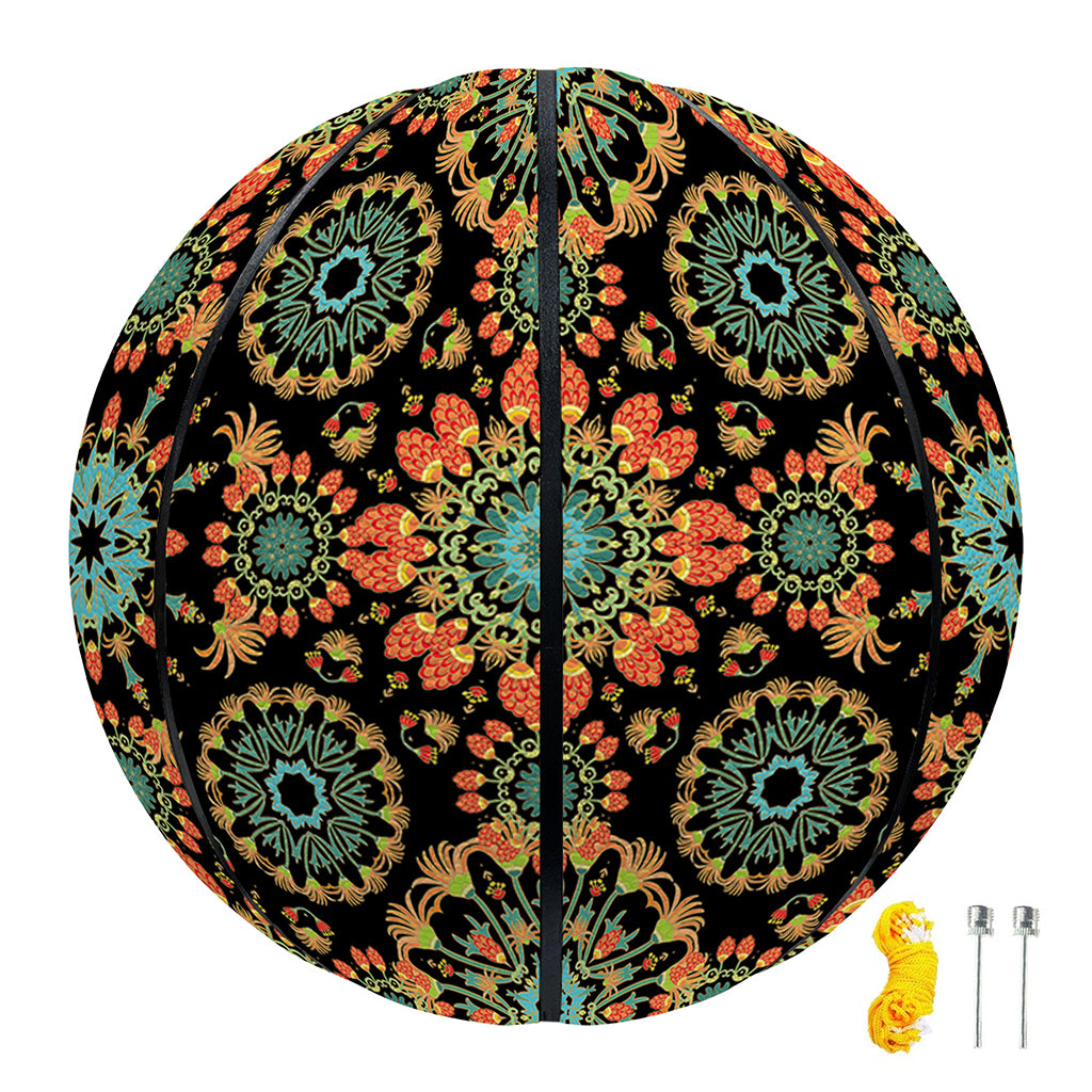 Chaotic Boho Floral Pattern Print Basketball