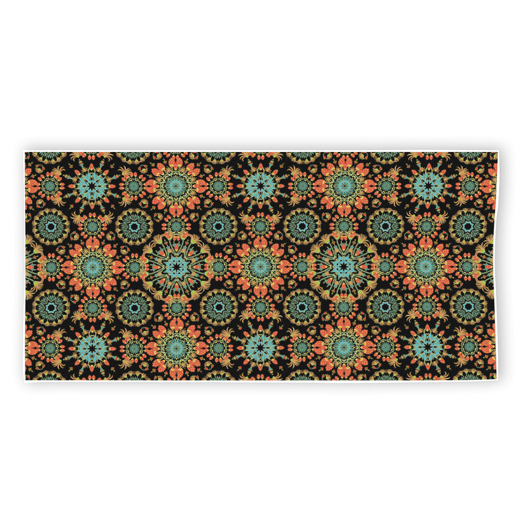 Chaotic Boho Floral Pattern Print Beach Towel