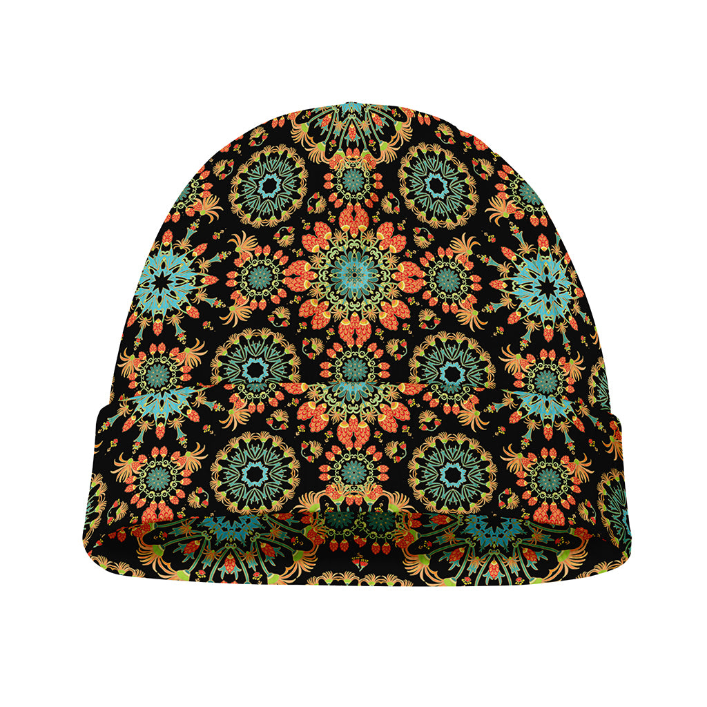 Chaotic Boho Floral Pattern Print Beanie