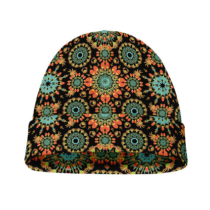 Chaotic Boho Floral Pattern Print Beanie