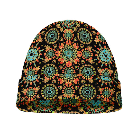 Chaotic Boho Floral Pattern Print Beanie