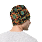 Chaotic Boho Floral Pattern Print Beanie