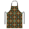Chaotic Boho Floral Pattern Print Bib Apron With Pocket