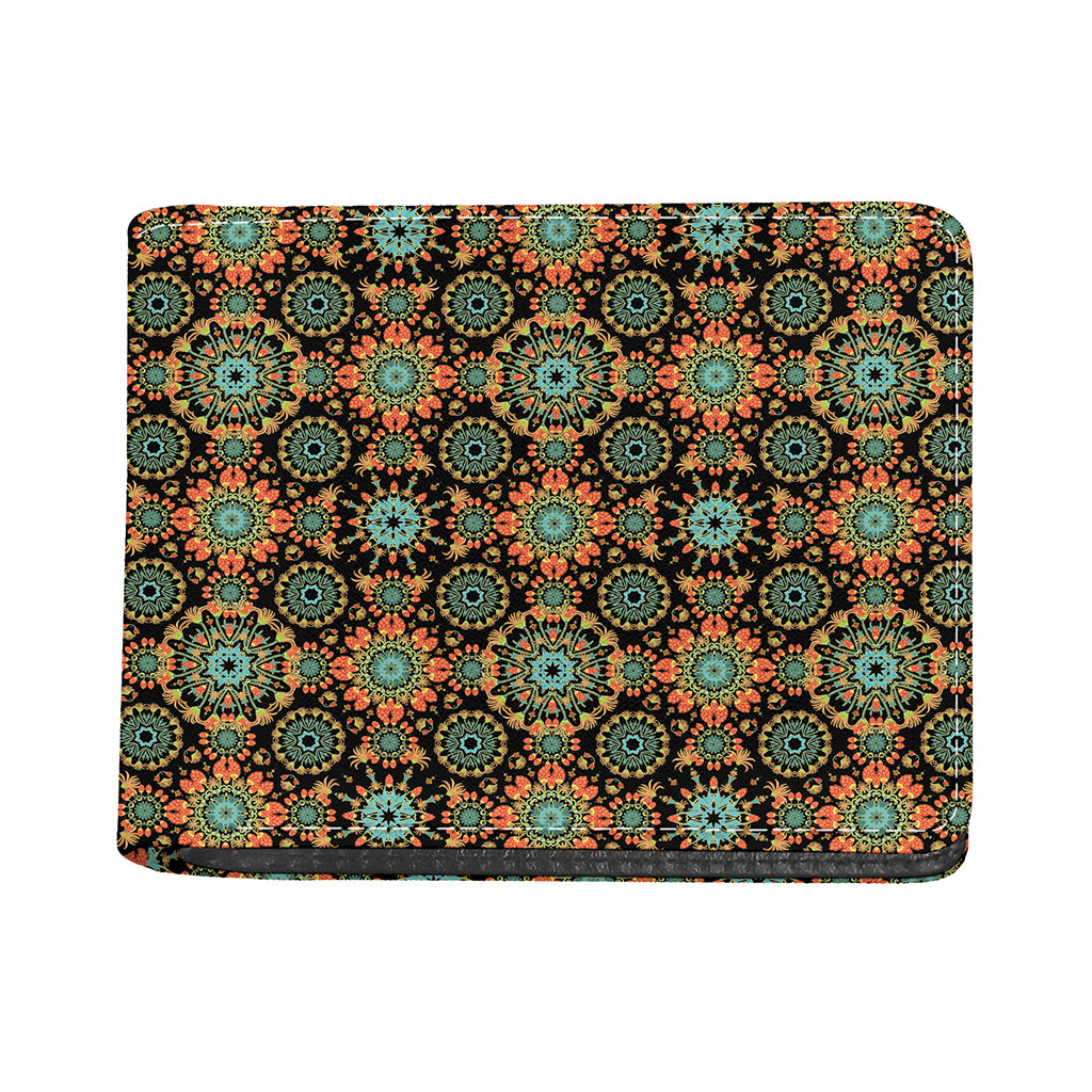 Chaotic Boho Floral Pattern Print Bifold Wallet
