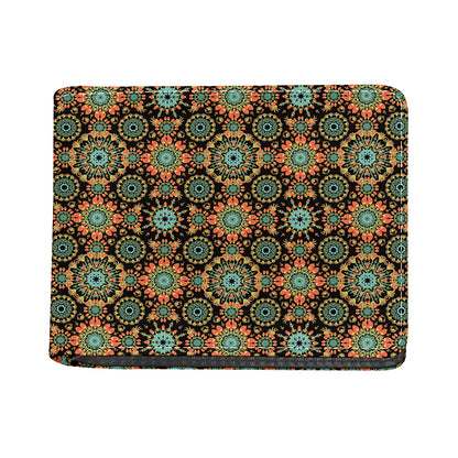 Chaotic Boho Floral Pattern Print Bifold Wallet