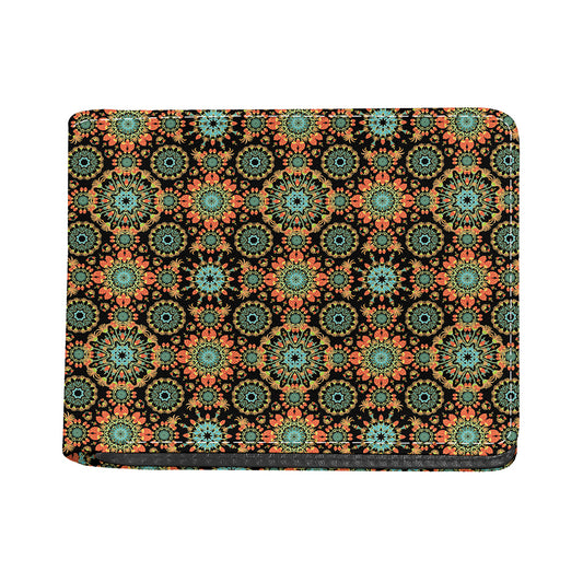 Chaotic Boho Floral Pattern Print Bifold Wallet