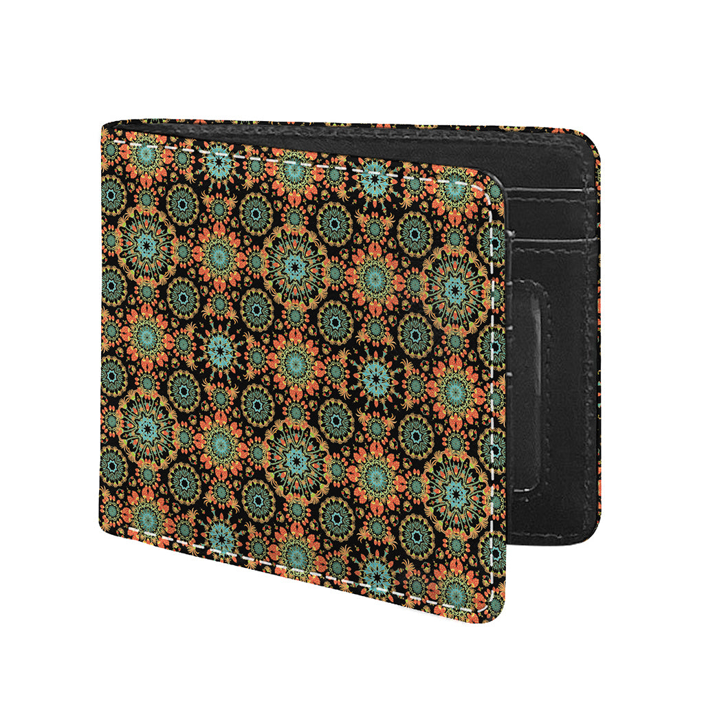 Chaotic Boho Floral Pattern Print Bifold Wallet
