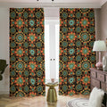 Chaotic Boho Floral Pattern Print Dimout Pencil Pleat Curtains