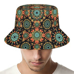 Chaotic Boho Floral Pattern Print Bucket Hat