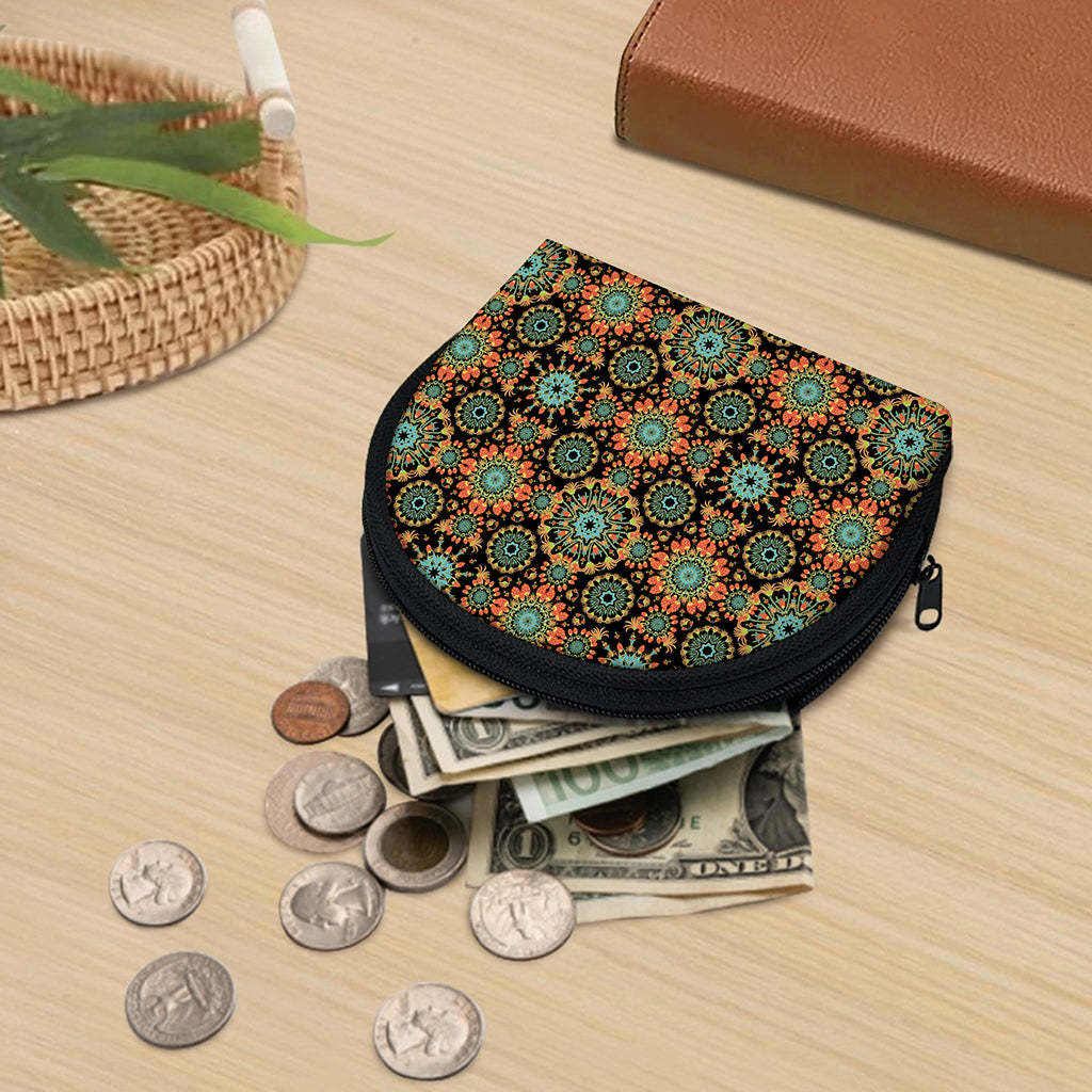 Chaotic Boho Floral Pattern Print Coin Purse