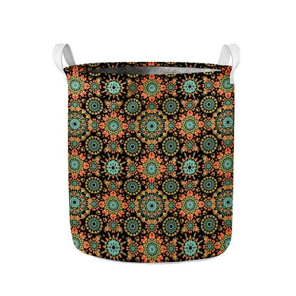 Chaotic Boho Floral Pattern Print Collapsible Laundry Basket