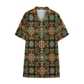 Chaotic Boho Floral Pattern Print Cotton Hawaiian Shirt