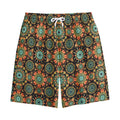 Chaotic Boho Floral Pattern Print Cotton Shorts