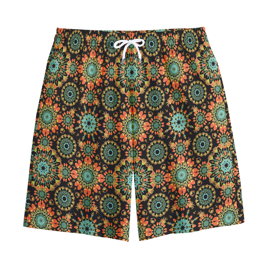 Chaotic Boho Floral Pattern Print Cotton Shorts