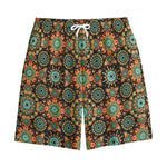 Chaotic Boho Floral Pattern Print Cotton Shorts
