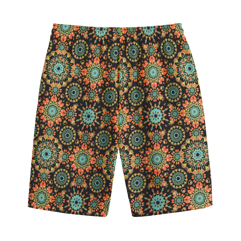 Chaotic Boho Floral Pattern Print Cotton Shorts