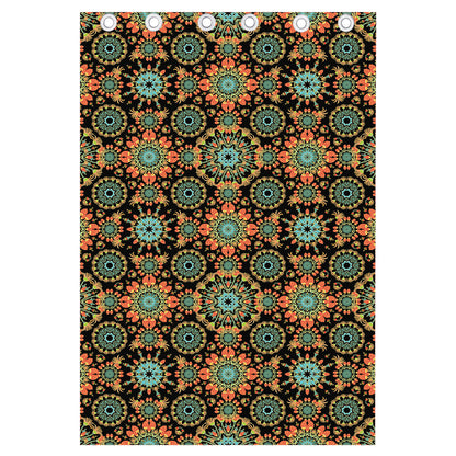 Chaotic Boho Floral Pattern Print Curtain