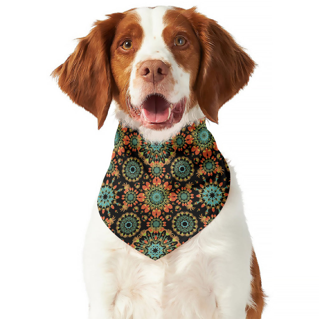 Chaotic Boho Floral Pattern Print Dog Bandana