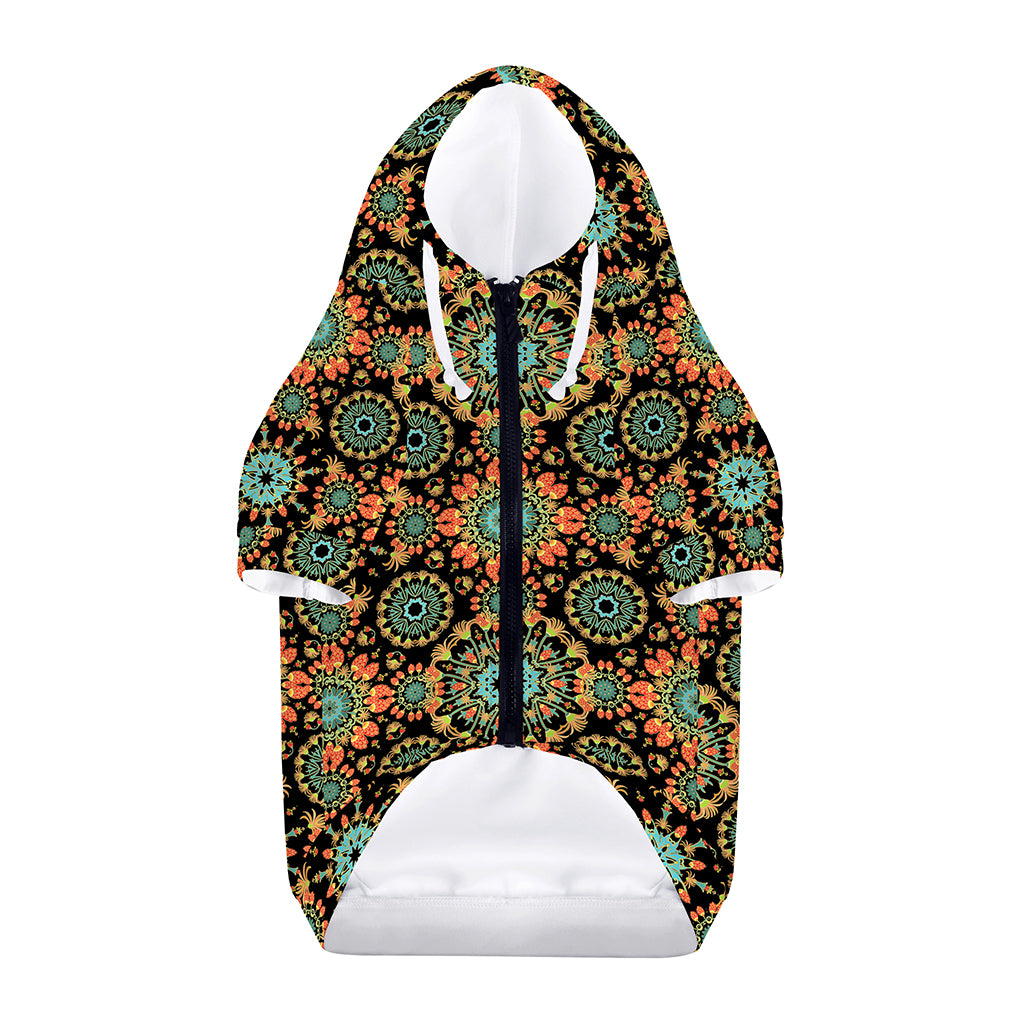 Chaotic Boho Floral Pattern Print Dog Zip Up Hoodie