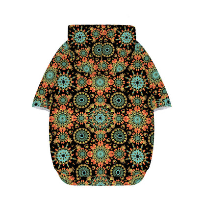 Chaotic Boho Floral Pattern Print Dog Zip Up Hoodie