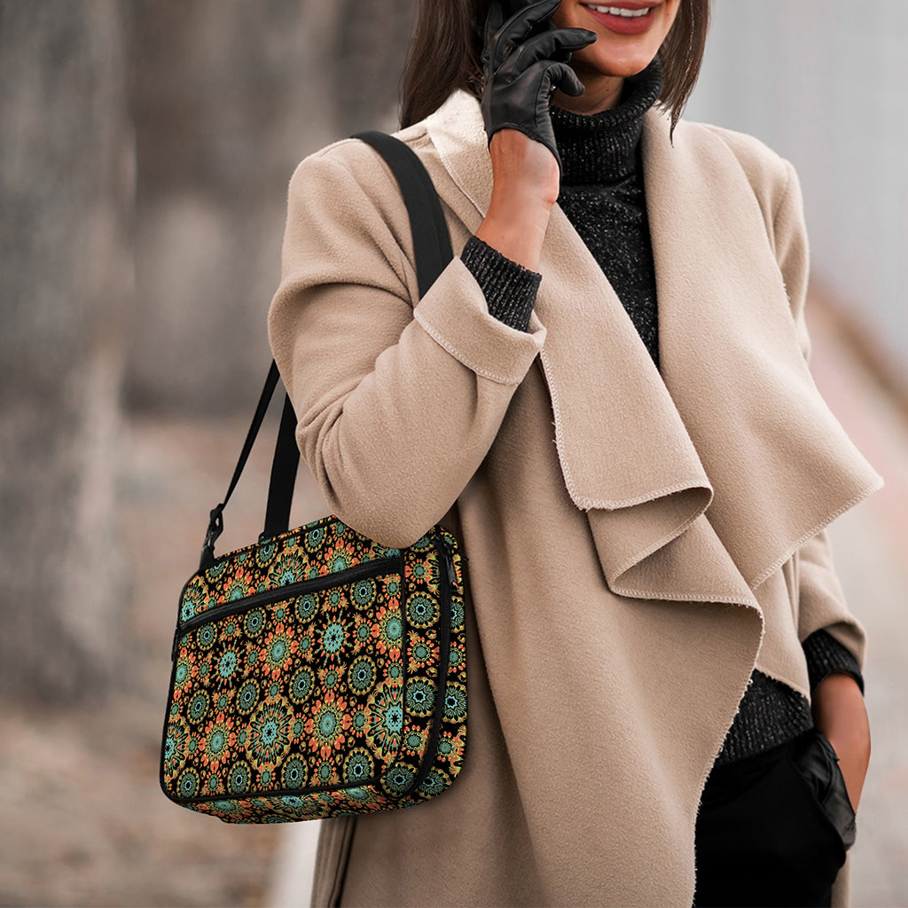 Chaotic Boho Floral Pattern Print Double Strap Bible Bag