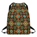 Chaotic Boho Floral Pattern Print Drawstring Backpack
