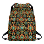 Chaotic Boho Floral Pattern Print Drawstring Backpack