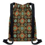 Chaotic Boho Floral Pattern Print Drawstring Backpack