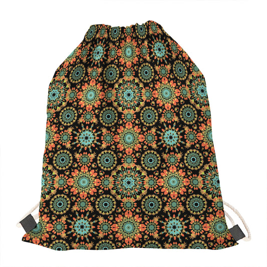 Chaotic Boho Floral Pattern Print Drawstring Bag