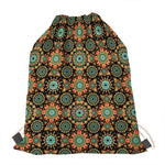 Chaotic Boho Floral Pattern Print Drawstring Bag