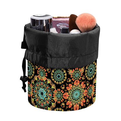 Chaotic Boho Floral Pattern Print Drawstring Makeup Bag