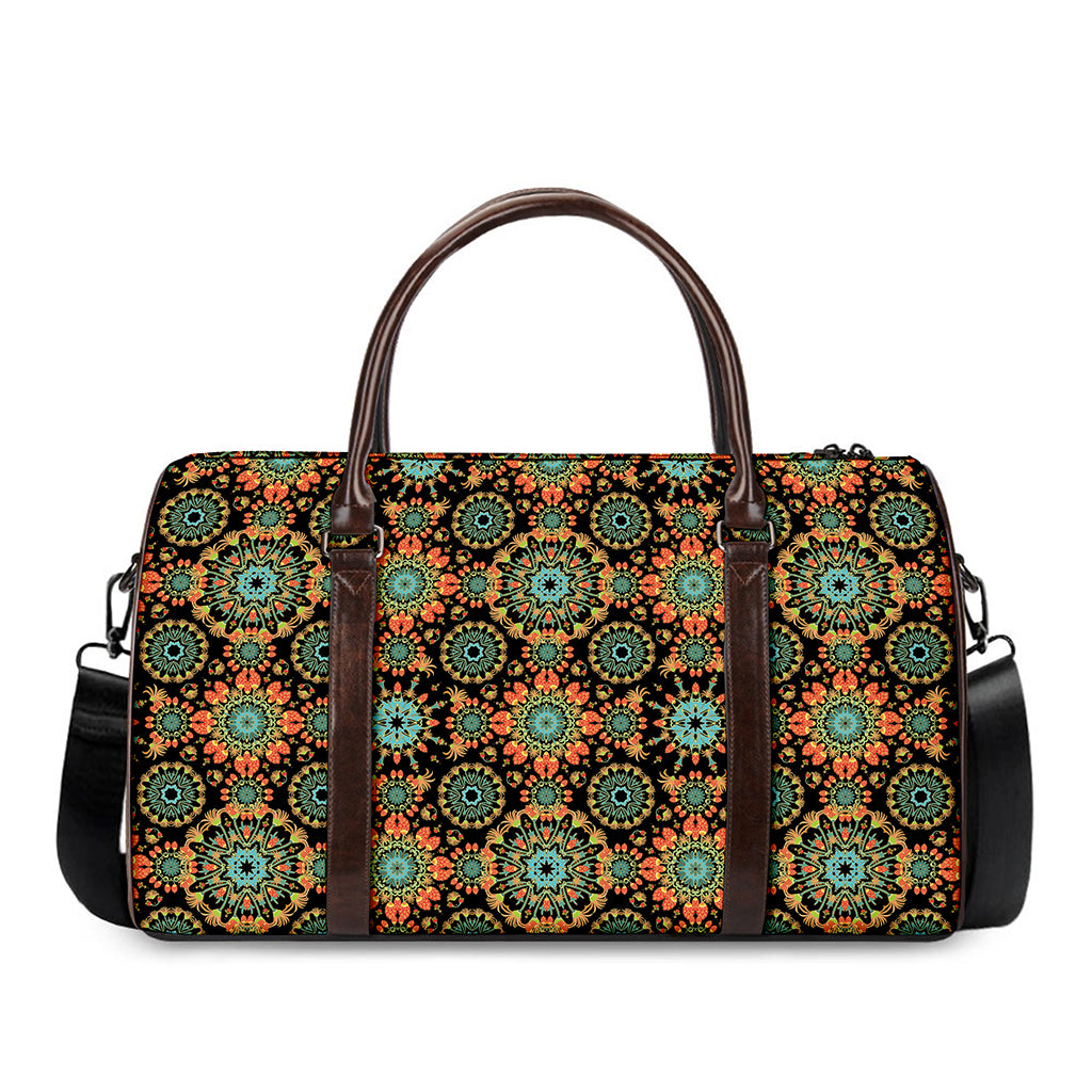 Chaotic Boho Floral Pattern Print Duffle Bag