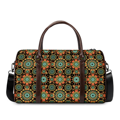 Chaotic Boho Floral Pattern Print Duffle Bag