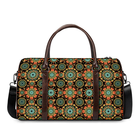 Chaotic Boho Floral Pattern Print Duffle Bag