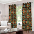 Chaotic Boho Floral Pattern Print Extra Wide Grommet Curtains