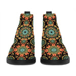 Chaotic Boho Floral Pattern Print Flat Ankle Boots