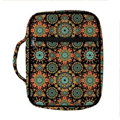 Chaotic Boho Floral Pattern Print Front Pocket Bible Bag