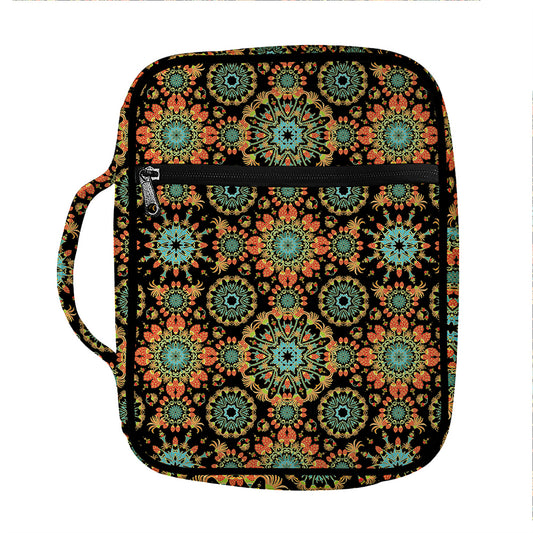 Chaotic Boho Floral Pattern Print Front Pocket Bible Bag