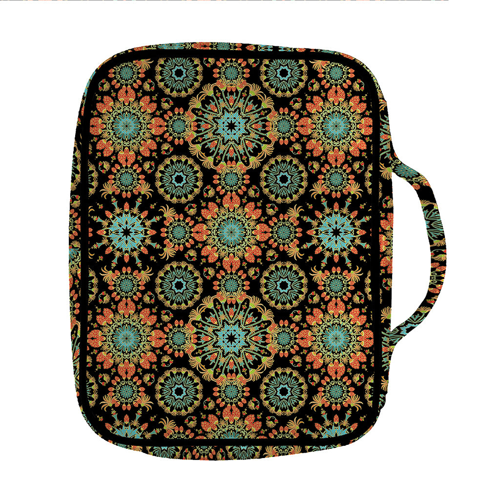 Chaotic Boho Floral Pattern Print Front Pocket Bible Bag