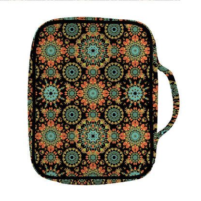 Chaotic Boho Floral Pattern Print Front Pocket Bible Bag