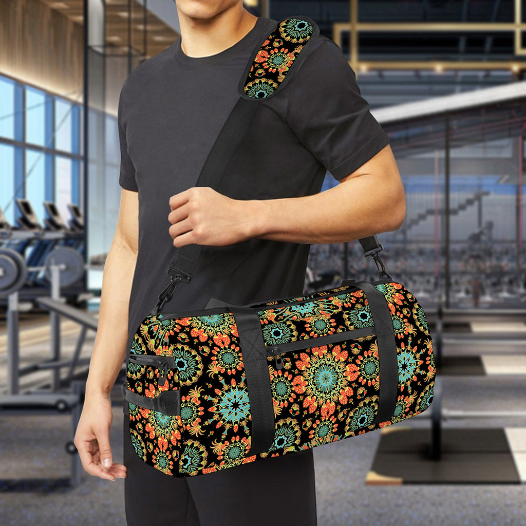 Chaotic Boho Floral Pattern Print Gym Bag